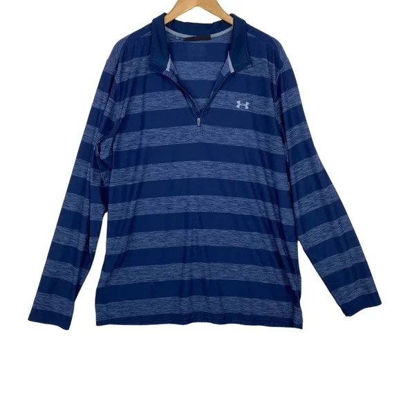 UNDER ARMOUR Men's 1/4 Zip Loose Blue Unlined Pullover Athletic Jacket Size 2XL - Picture 1 of 4